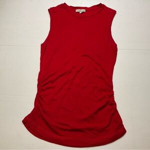 James Perse Top Women's Red Rib Ruched Tank Sz 2 Y2K